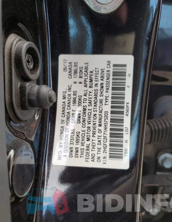 2HGFC2F71HH575203 Photo# 13
