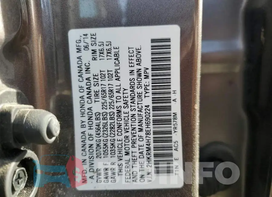 2HKRM4H78EH690224 Photo# 13