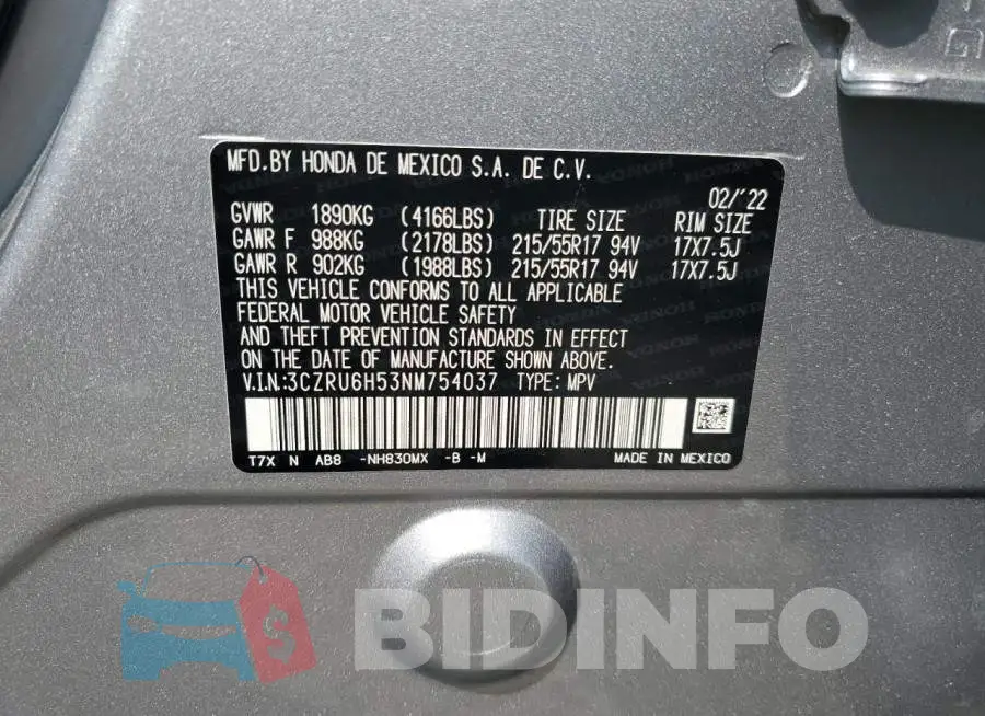 3CZRU6H53NM754037 Photo# 14