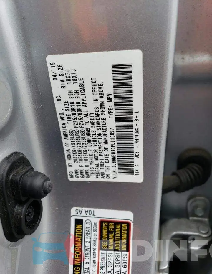 5J6RM3H97FL016097 Photo# 14