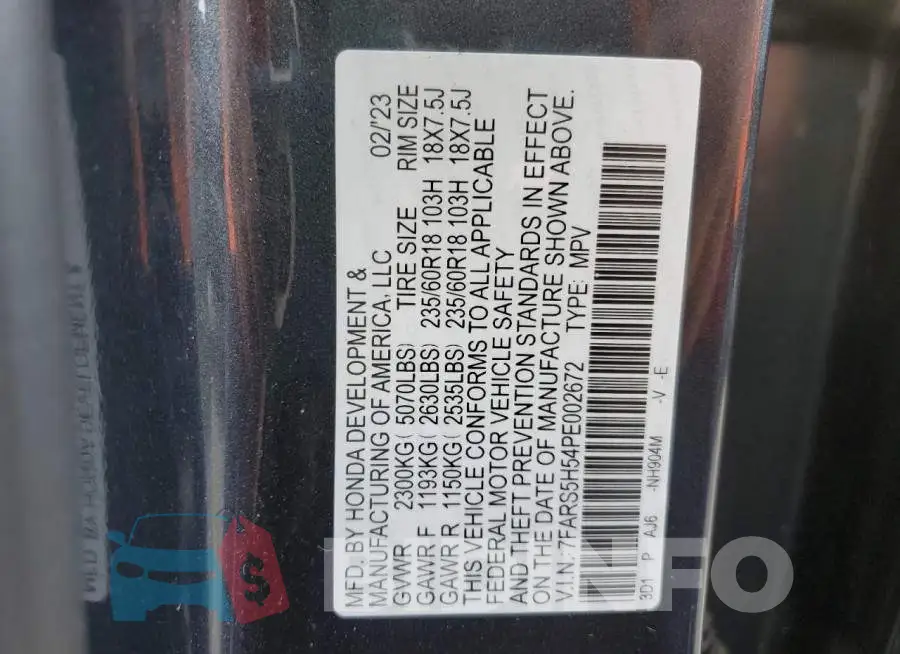 7FARS5H54PE002672 Photo# 13