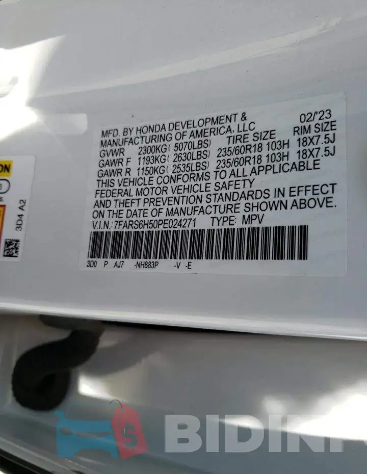 7FARS6H50PE024271 Photo# 13