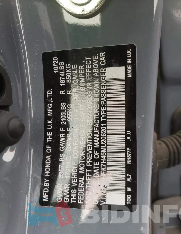 SHHFK7H45MU206201 Photo# 12