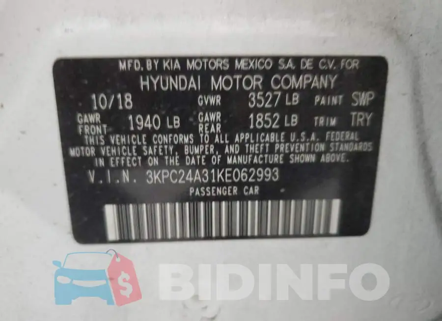 3KPC24A31KE062993 Photo# 12