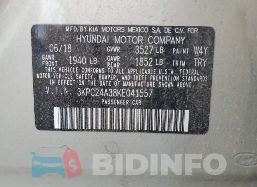3KPC24A38KE041557 Photo# 12