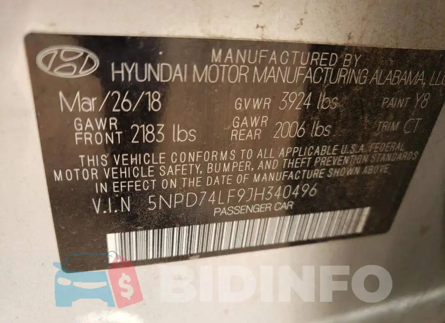 5NPD74LF9JH340496 Photo# 12