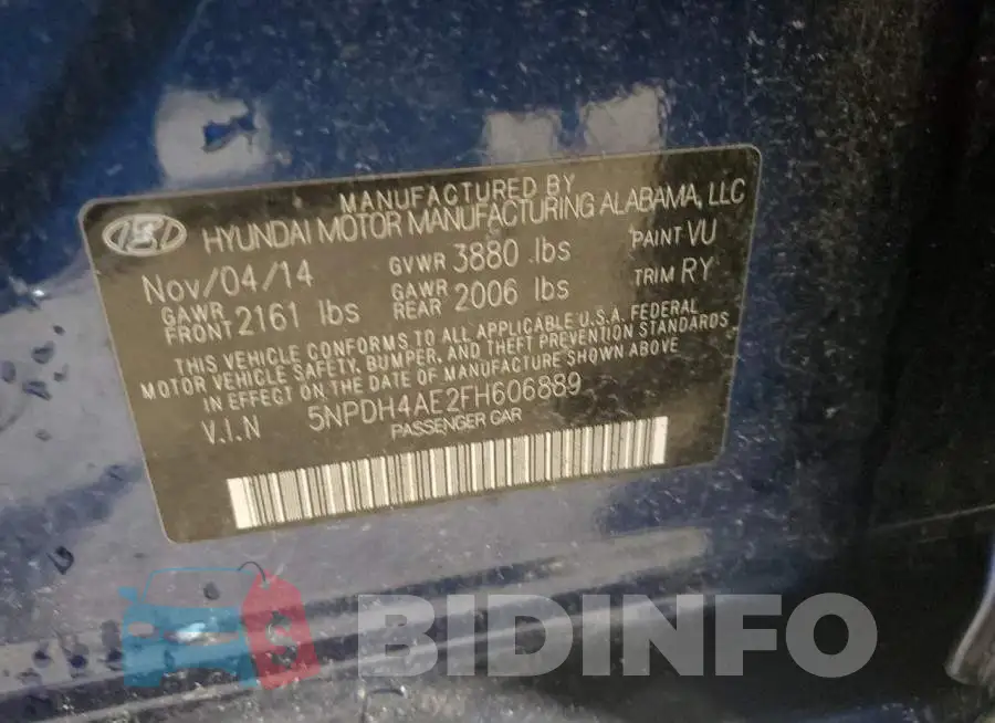 5NPDH4AE2FH606889 Photo# 13