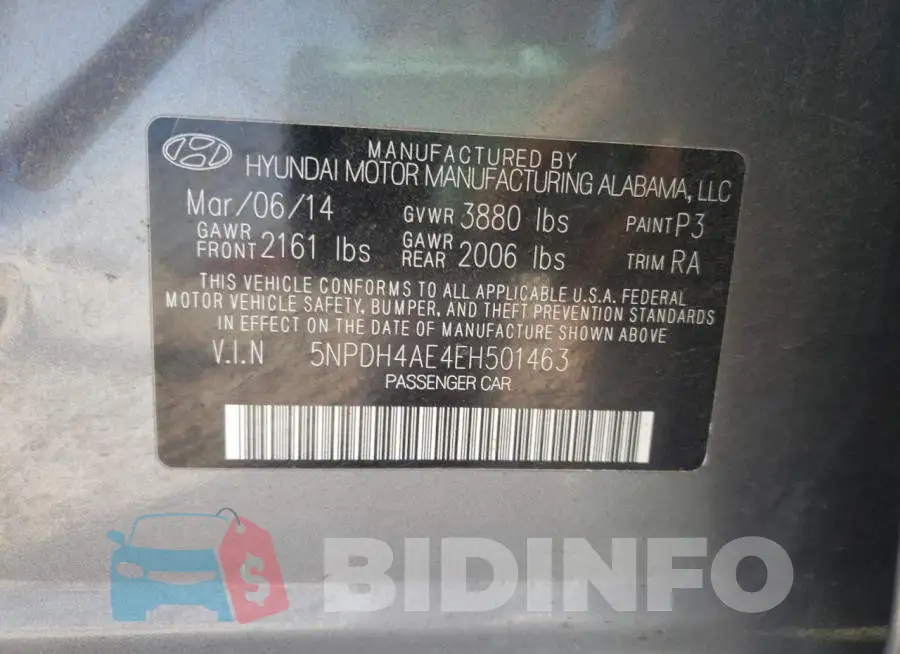5NPDH4AE4EH501463 Photo# 13