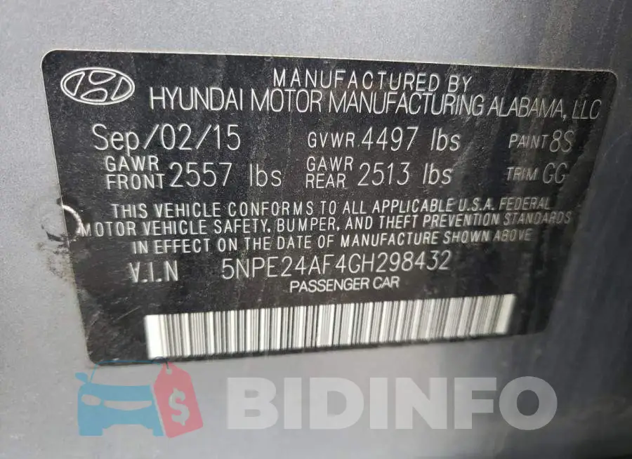 5NPE24AF4GH298432 Photo# 12