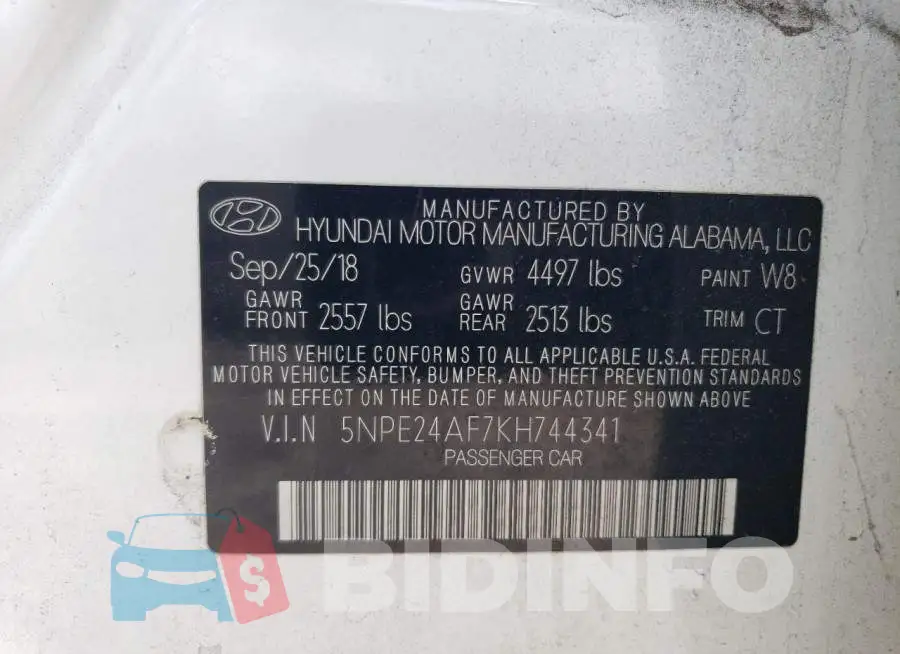 5NPE24AF7KH744341 Photo# 12