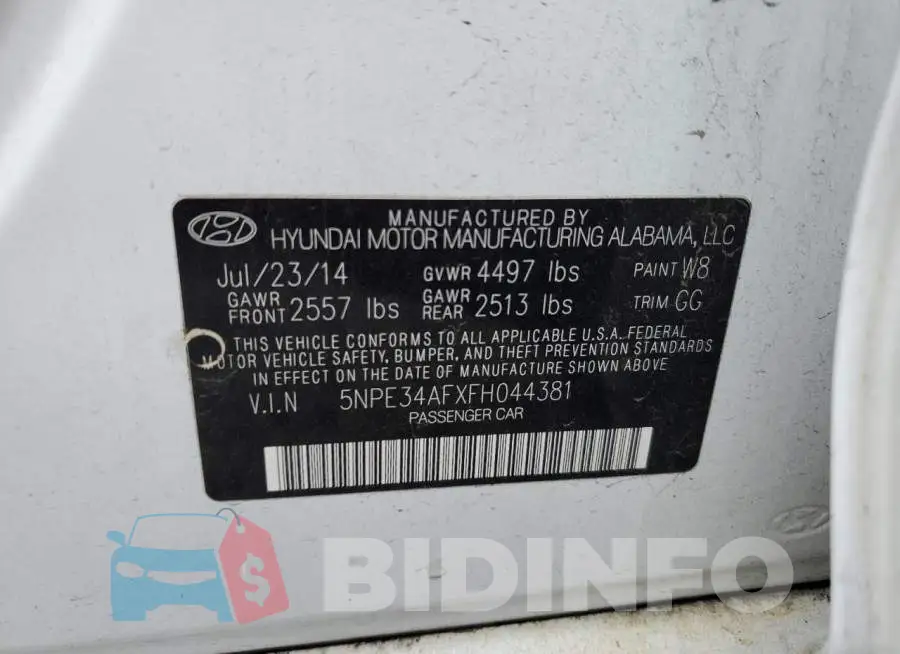 5NPE34AFXFH044381 Photo# 13