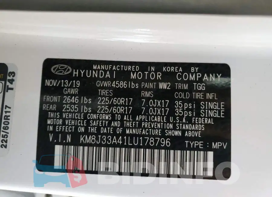 KM8J33A41LU178796 Photo# 12