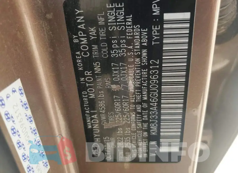 KM8J33A46GU096312 Photo# 13
