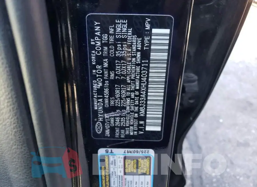 KM8J33A4XHU403711 Photo# 14