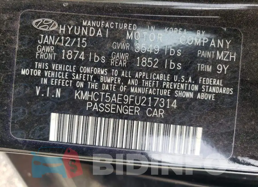 KMHCT5AE9FU217314 Photo# 12