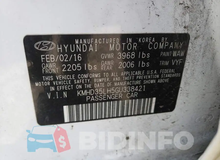 KMHD35LH5GU338421 Photo# 12