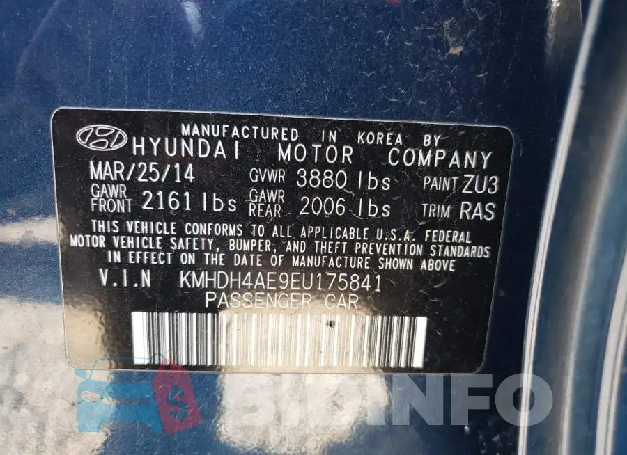 KMHDH4AE9EU175841 Photo# 12