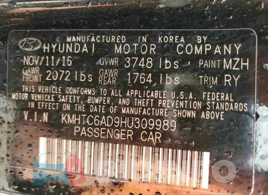 KMHTC6AD9HU309989 Photo# 12