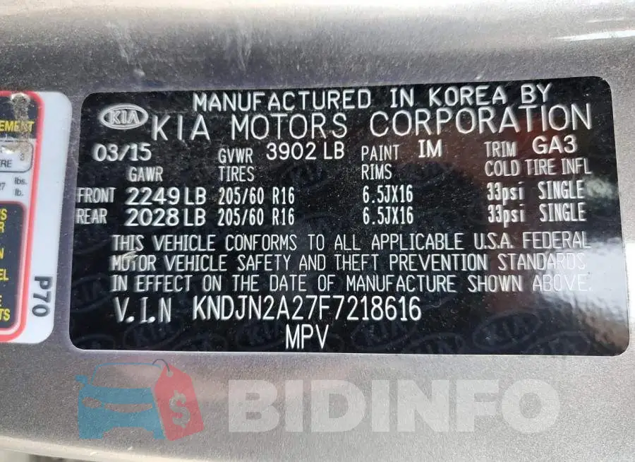 KNDJN2A27F7218616 Photo# 12