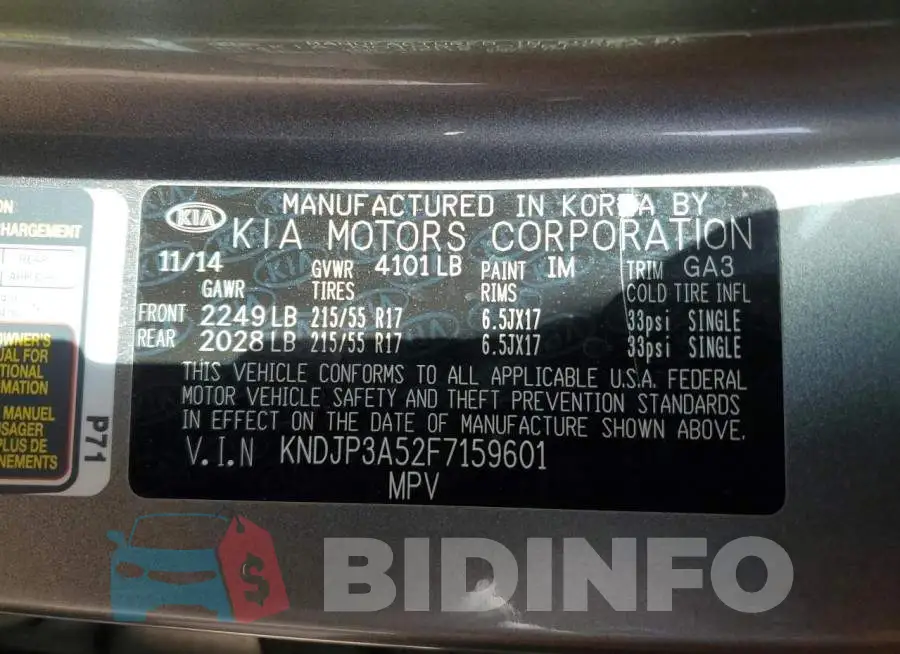 KNDJP3A52F7159601 Photo# 12