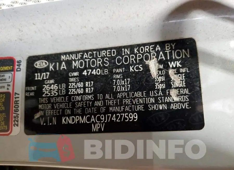 KNDPMCAC9J7427599 Photo# 13