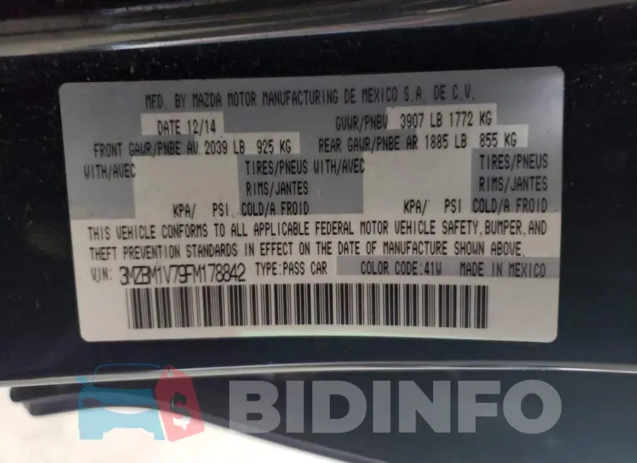 3MZBM1V79FM178842 Photo# 12
