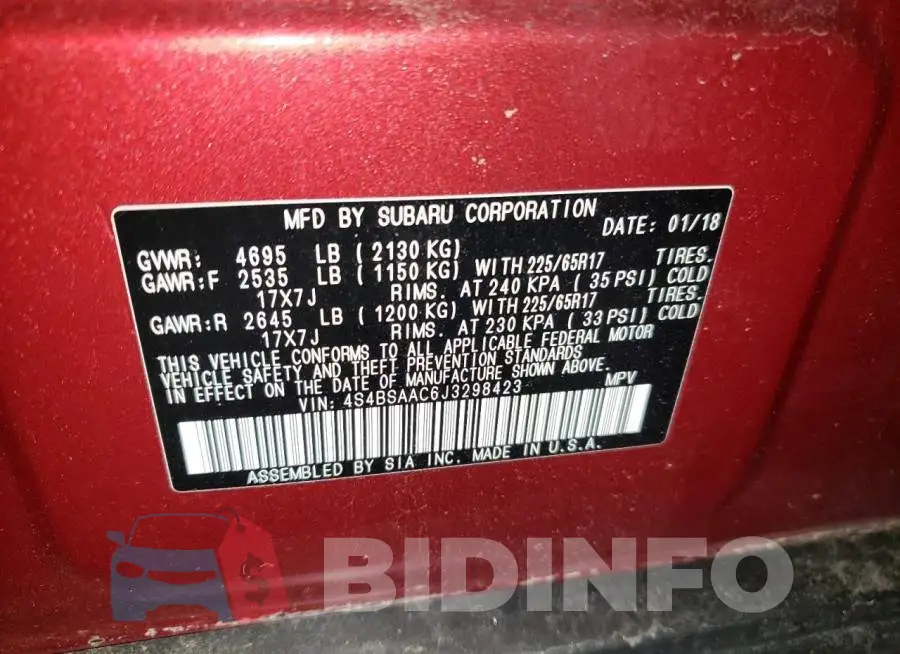 4S4BSAAC6J3298423 Photo# 12