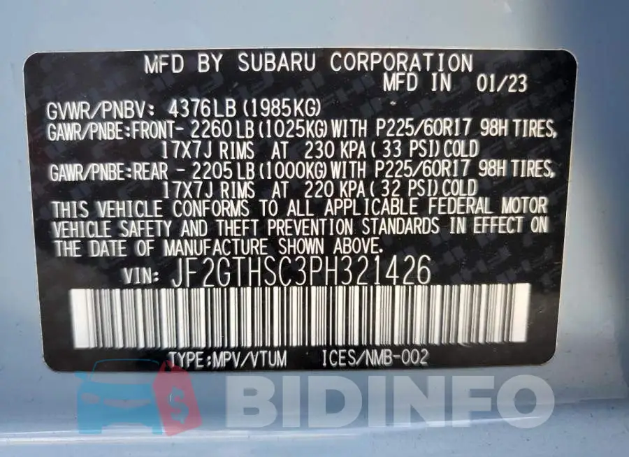 JF2GTHSC3PH321426 Photo# 13