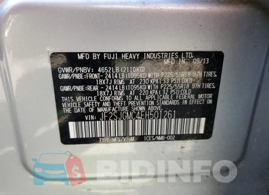 JF2SJGMC4EH501261 Photo# 13