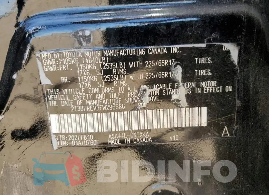 2T3BFREV3FW296586 Photo# 12