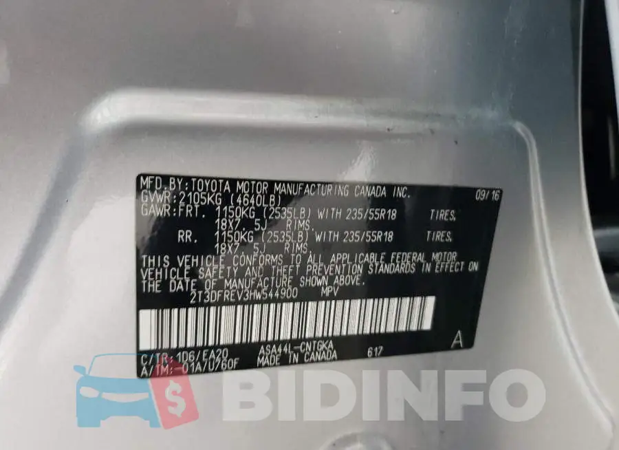 2T3DFREV3HW544900 Photo# 13