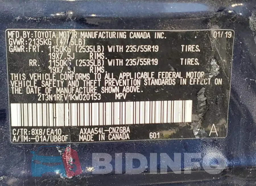 2T3N1RFV1KW020153 Photo# 13