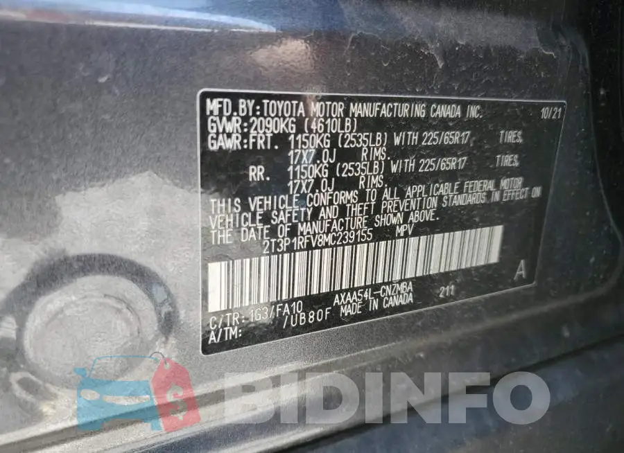 2T3P1RFV8MC239155 Photo# 13