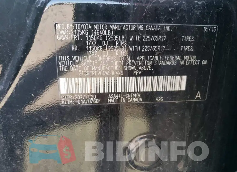 2T3RFREV6GW500426 Photo# 13