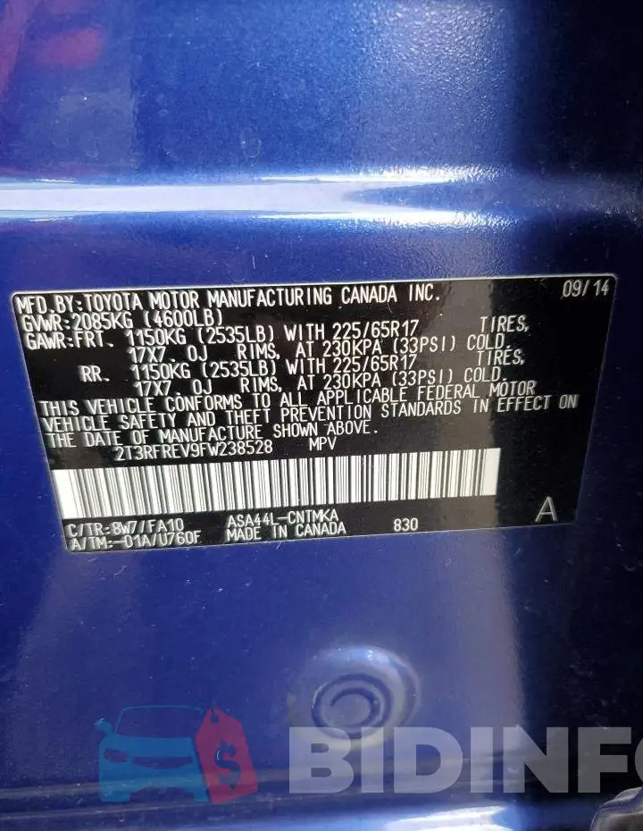 2T3RFREV9FW238528 Photo# 13