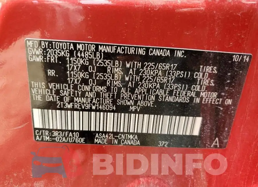 2T3WFREV9FW146094 Photo# 13