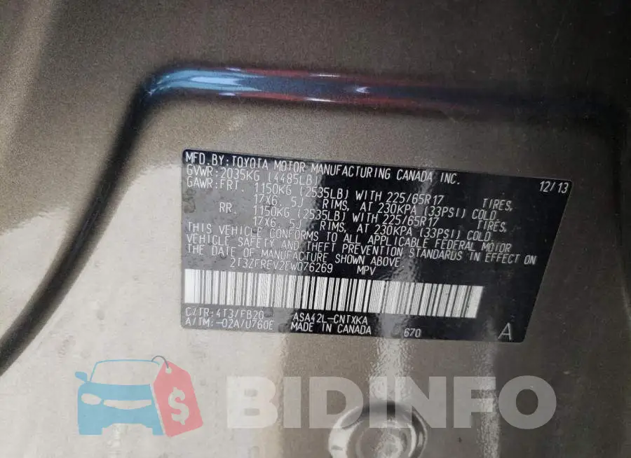 2T3ZFREV2EW076269 Photo# 12