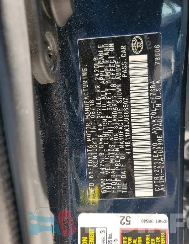 4T1B11HK9JU666507 Photo# 12