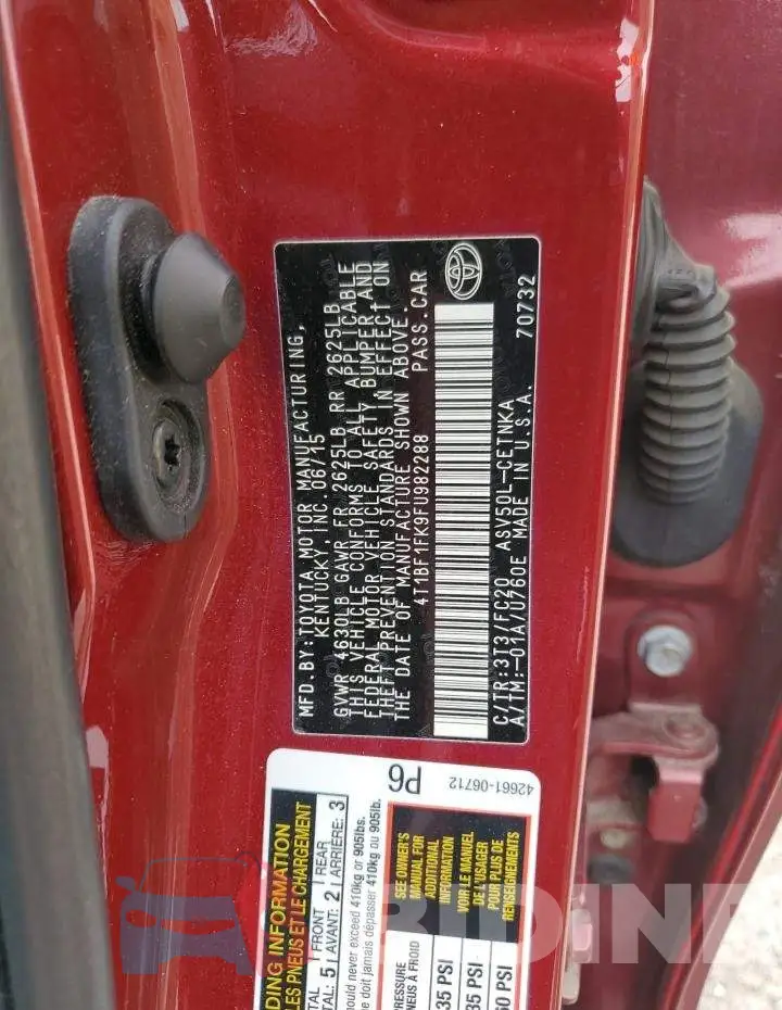 4T1BF1FK9FU982288 Photo# 12