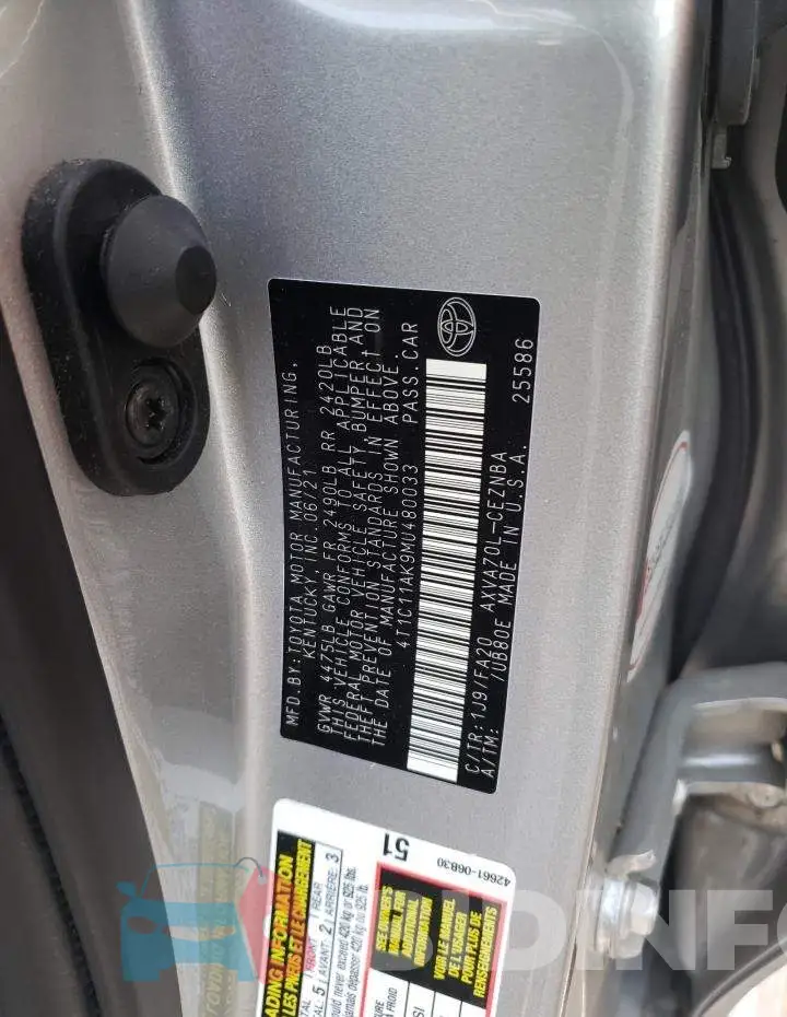 4T1C11AK9MU480033 Photo# 13
