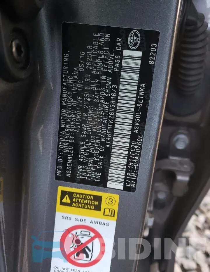 4T4BF1FK2GR581673 Photo# 12