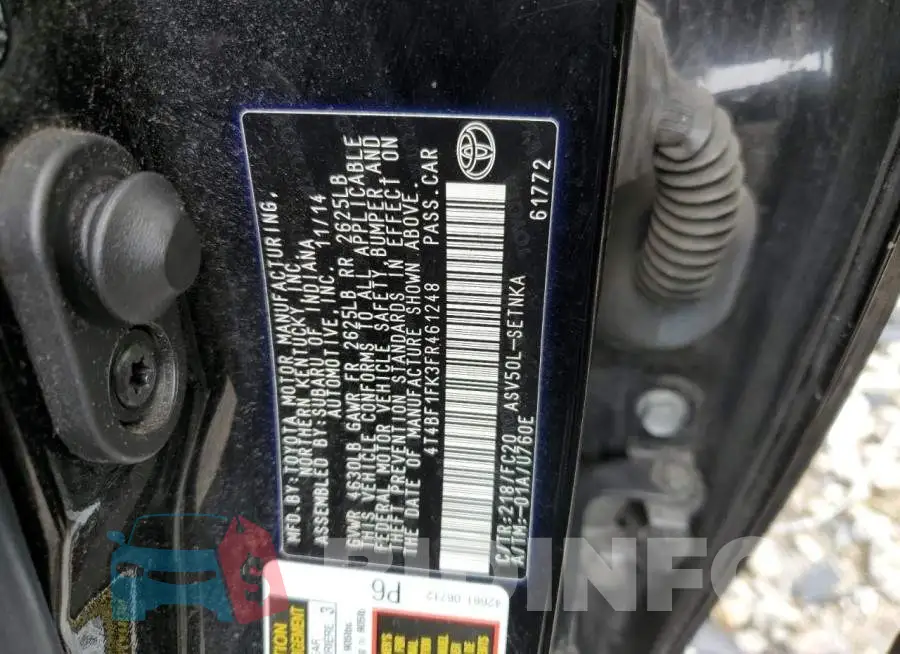 4T4BF1FK3FR461248 Photo# 13