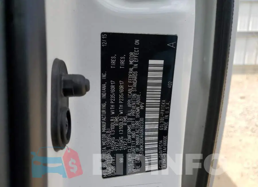 5TDKK3DC4GS692330 Photo# 13