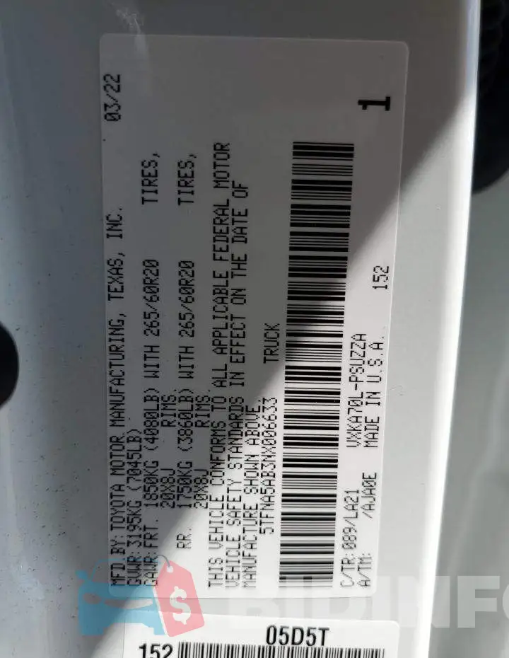 5TFNA5AB3NX006633 Photo# 13