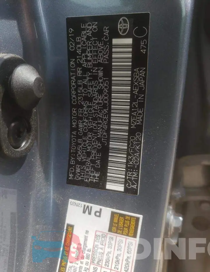 JTDP4RCE9LJ009051 Photo# 12