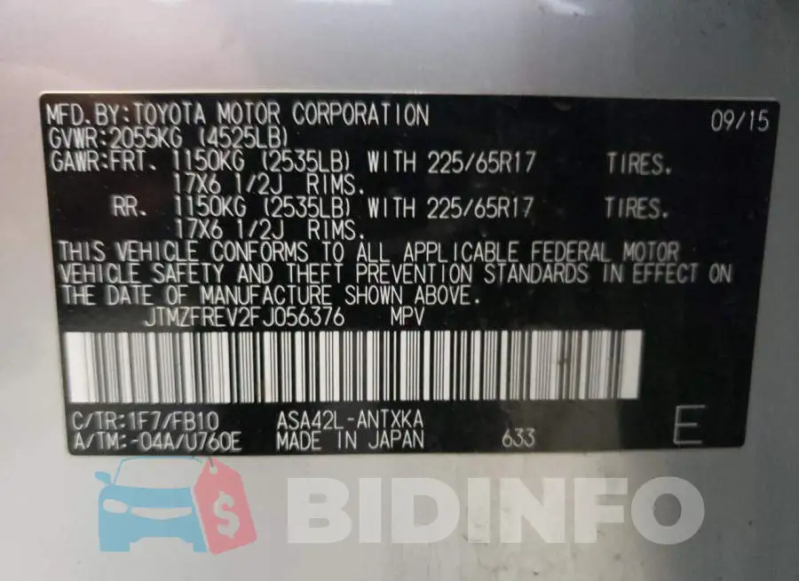 JTMZFREV2FJ056376 Photo# 13
