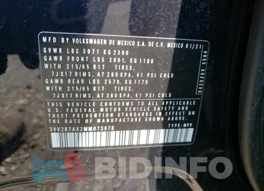 3VV2B7AX2MM073978 Photo# 12