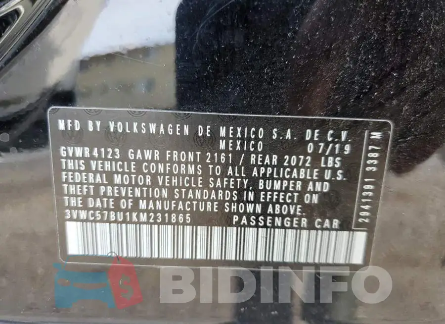 3VWC57BU1KM231865 Photo# 12