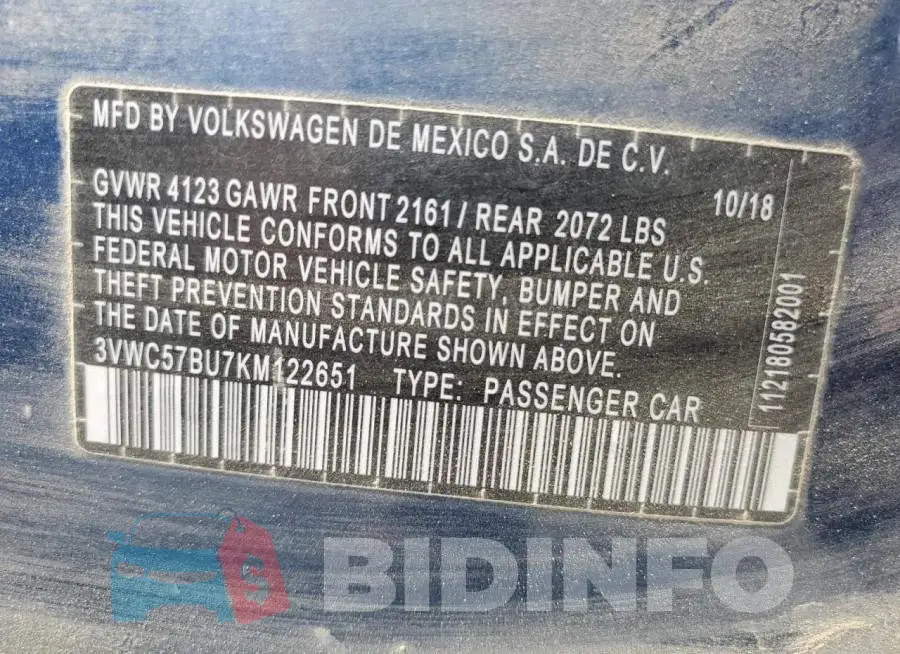 3VWC57BU7KM122651 Photo# 12
