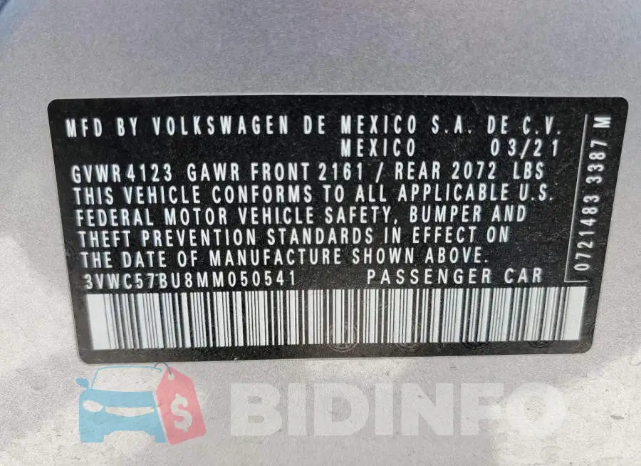 3VWC57BU8MM050541 Photo# 12